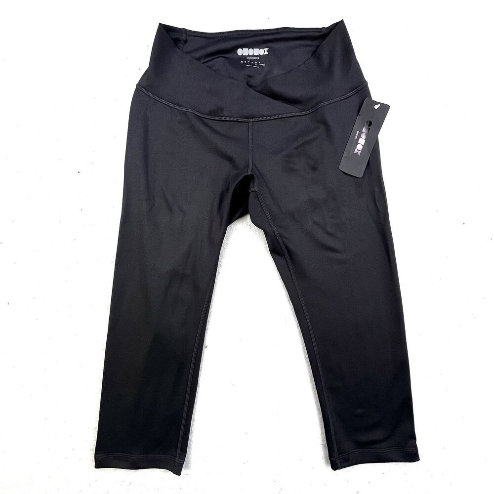 Ododos Leggings Size M Black  Cropped Crisscross Waist Activewear Yoga NEW